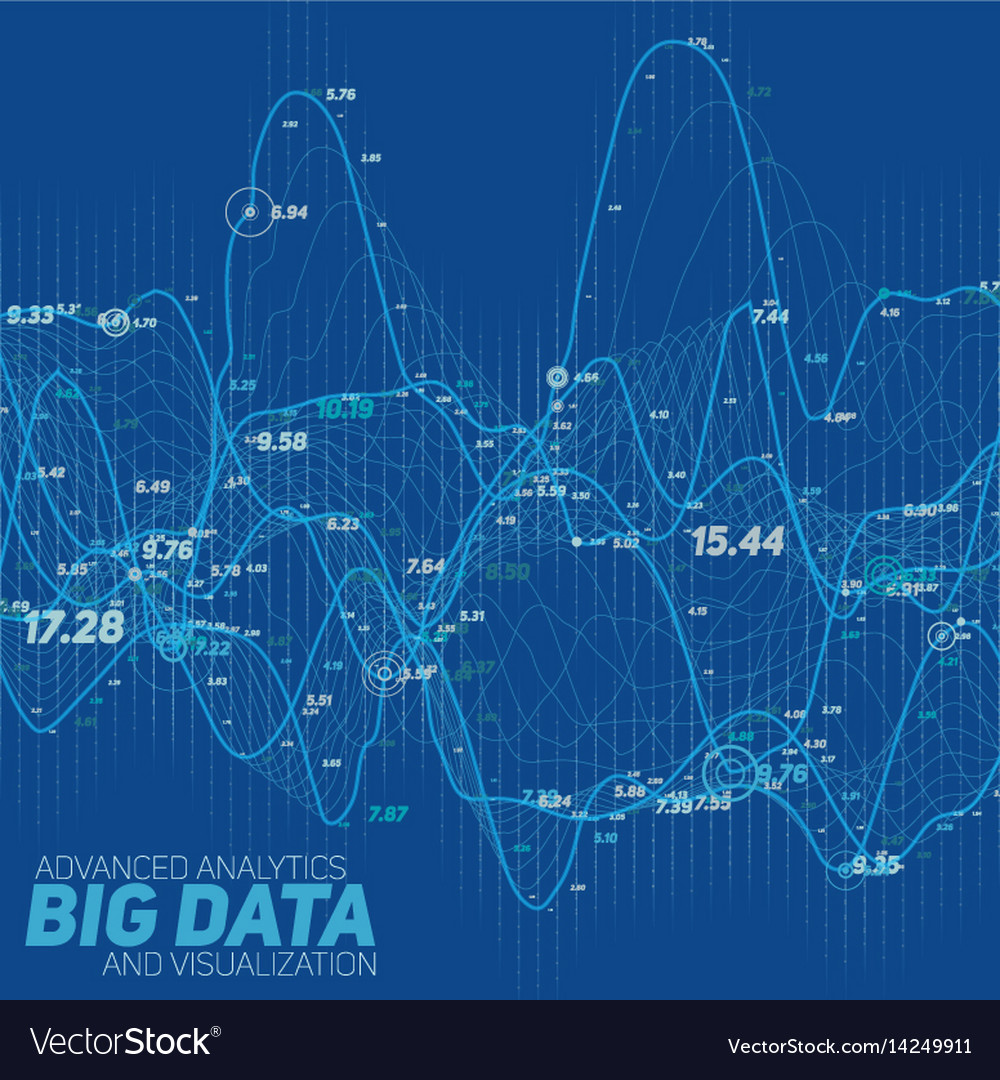 Big data line graph blue