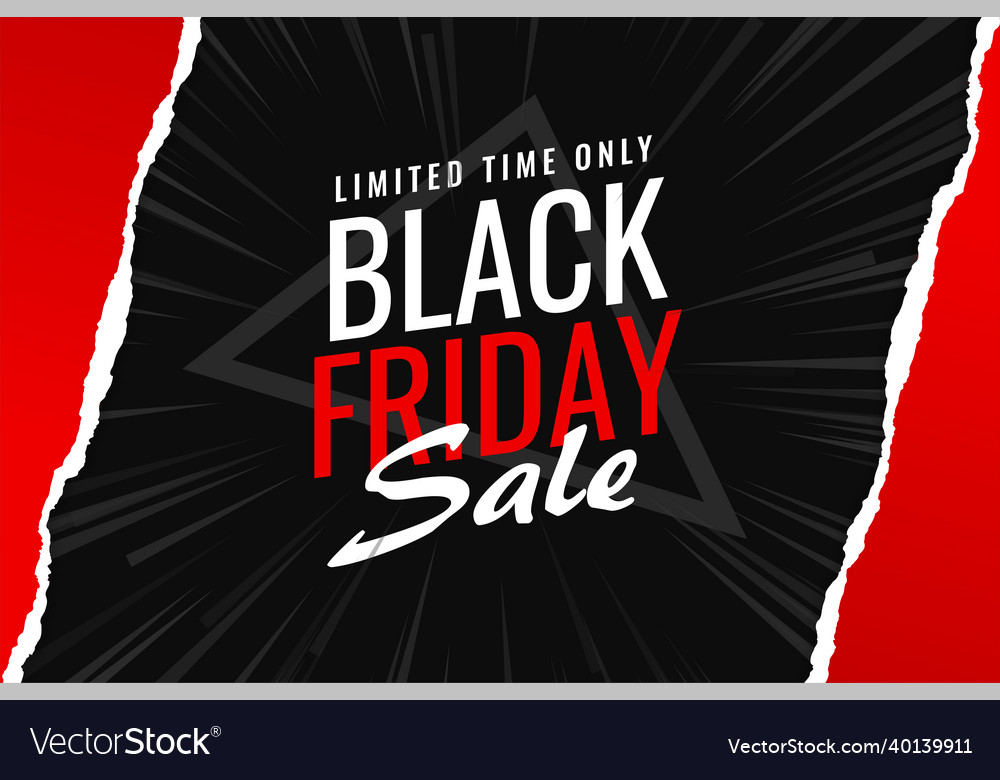 Black friday sale background in torn paper style vector image Black friday sale background in torn paper style
