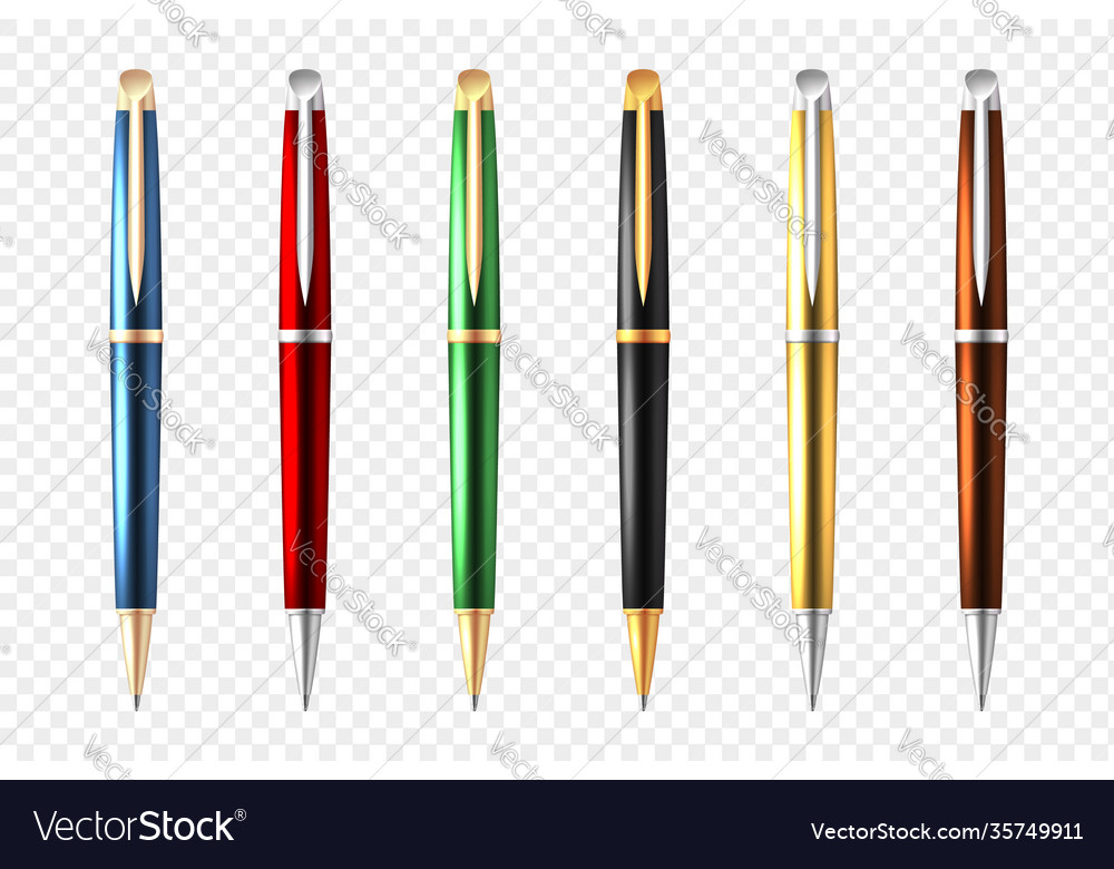 Business pen transparent icon set Royalty Free Vector Image