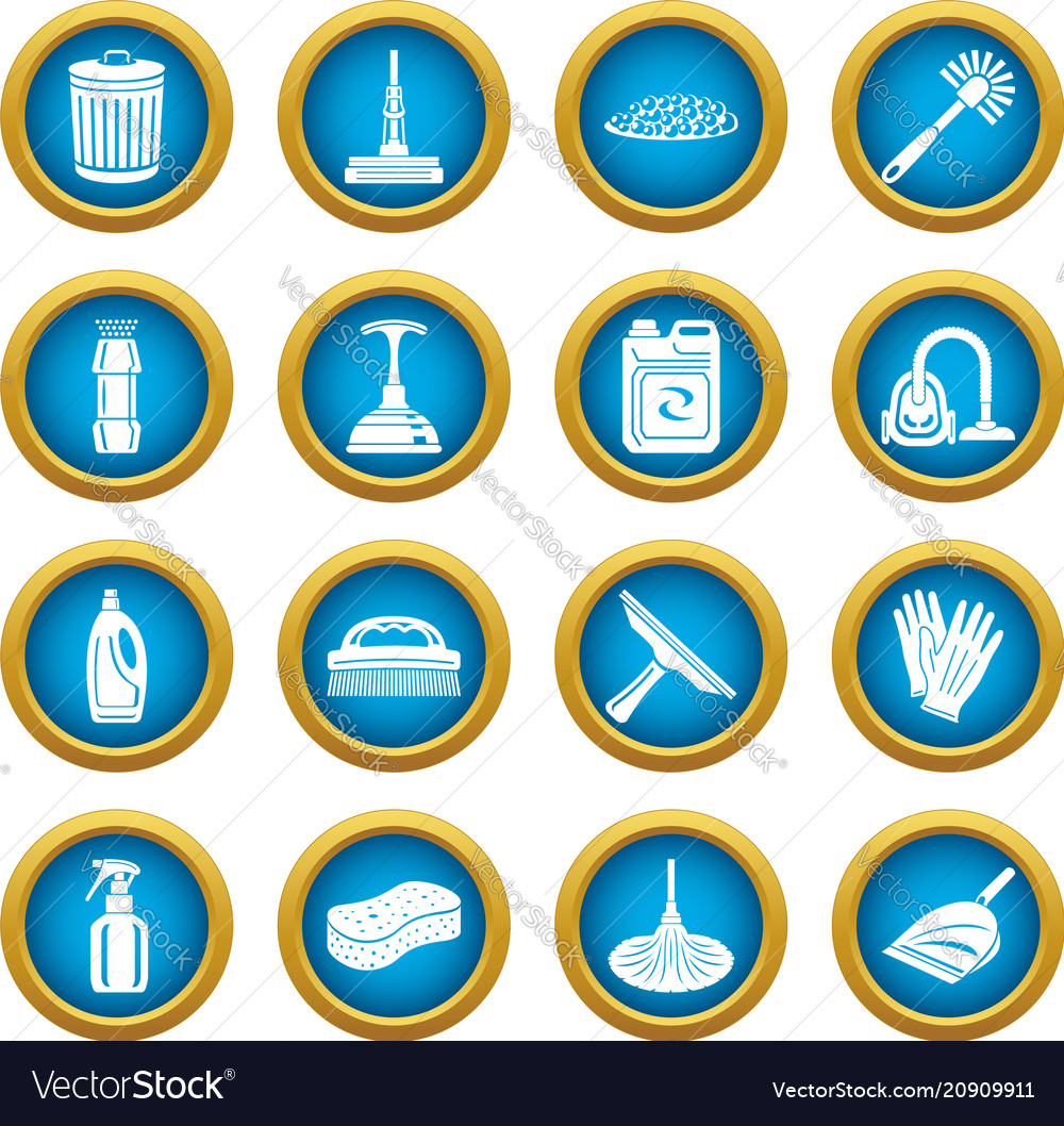 Cleaning icons set simple style Royalty Free Vector Image