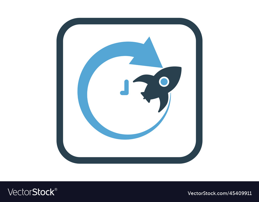 Clock icon with arrow and rocket suitable Vector Image Clock icon with arrow and rocket suitable