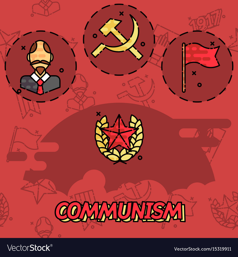 Communism flat concept icons Royalty Free Vector Image