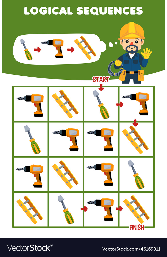 Education game for children logical sequence help Vector Image Education game for children logical sequence help