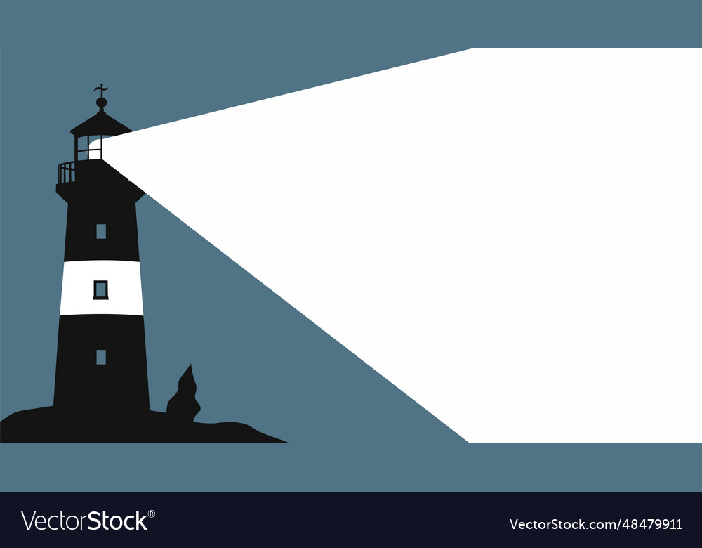 Flat poster with lighthouse and light sea ocean