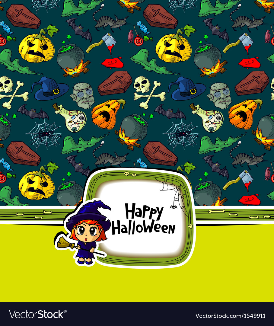 Halloween greeting card with devil sticker