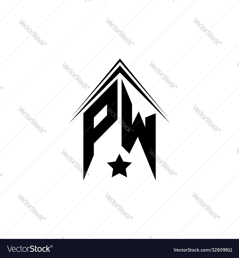 Initial pw logo design with shape style