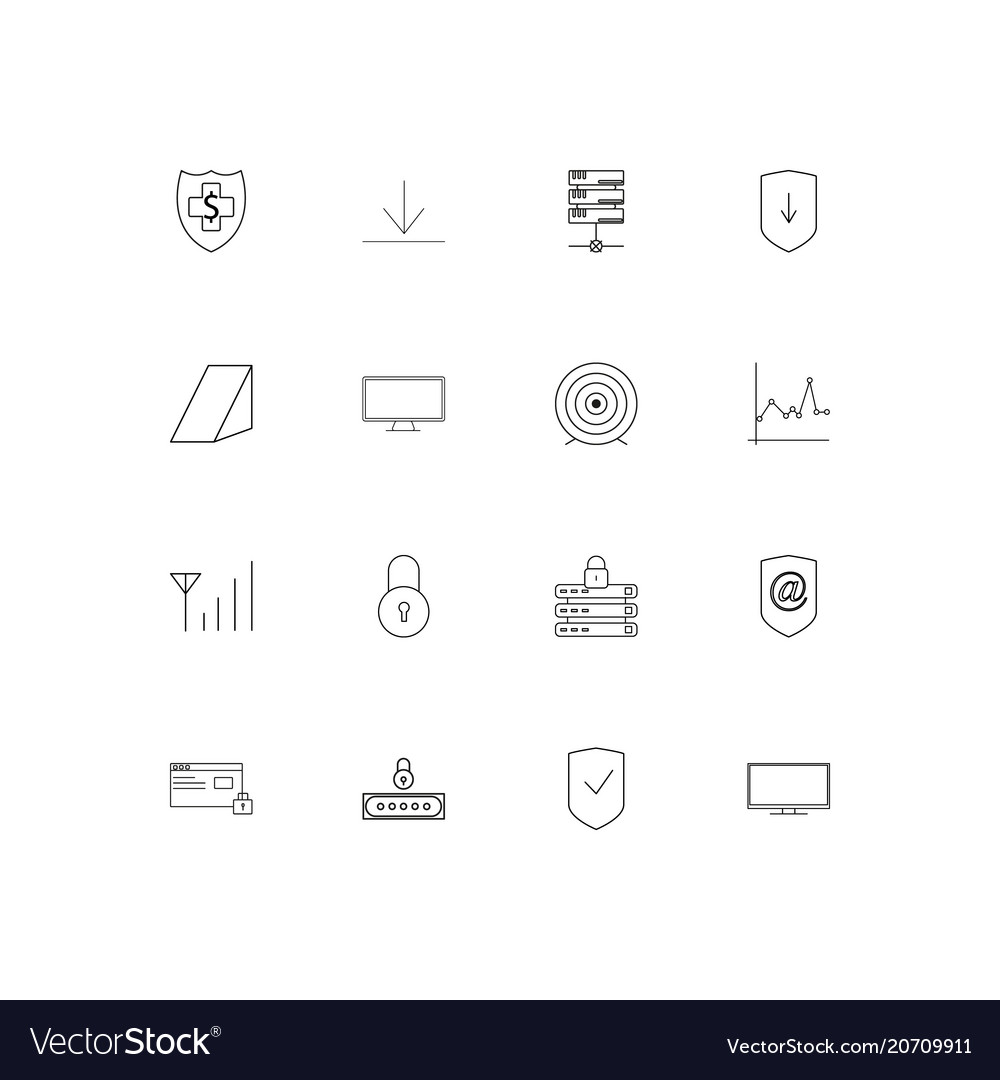 Internet security simple linear icons set