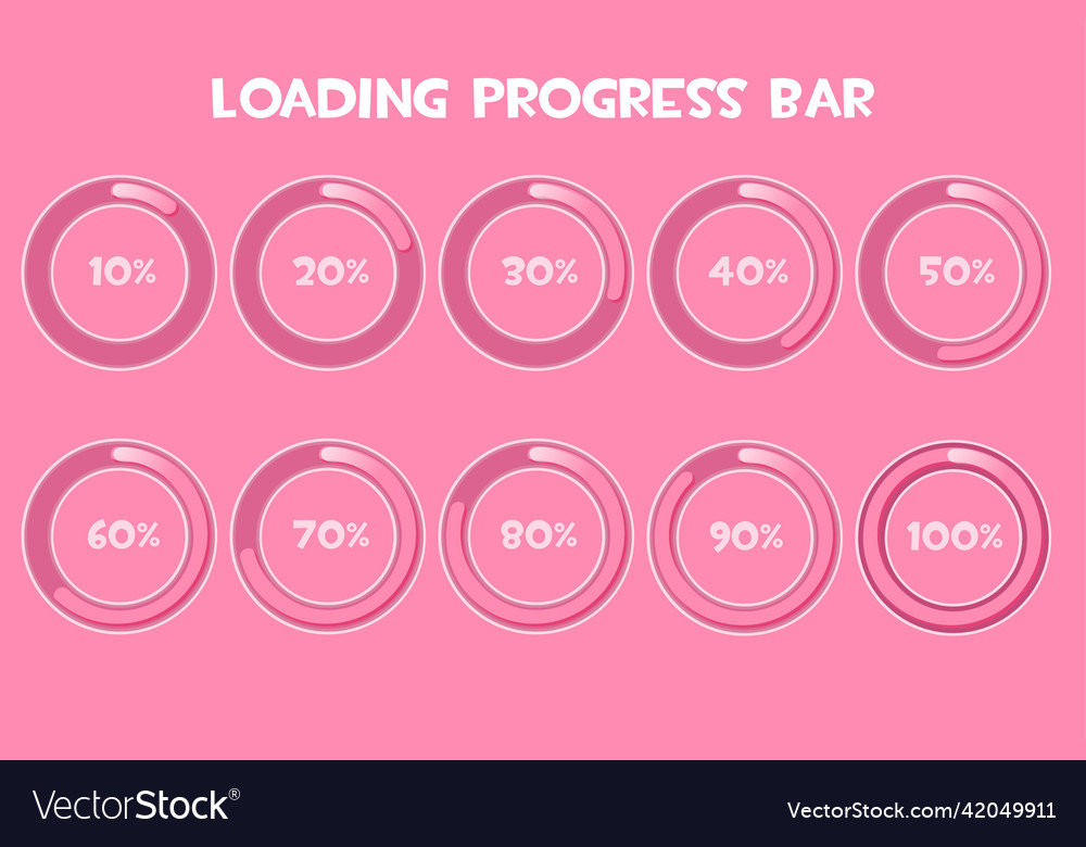 Loading progress bar pink colour circle vector image Loading progress bar pink colour circle