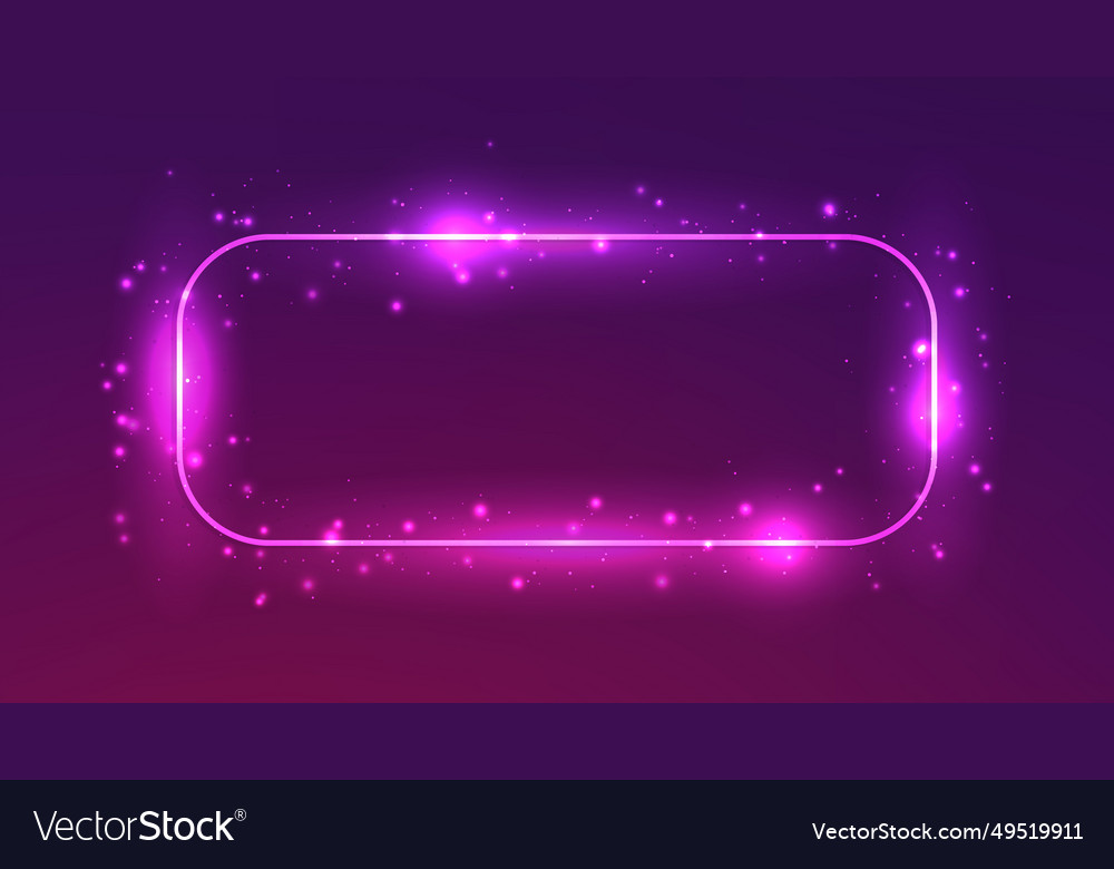Neon rounded rectangle frame with shining effects Vector Image Neon rounded rectangle frame with shining effects