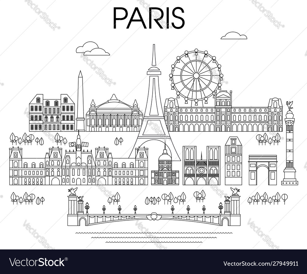 Paris Skyline Linie Art 9 vector image Paris Skyline Linie Art 9