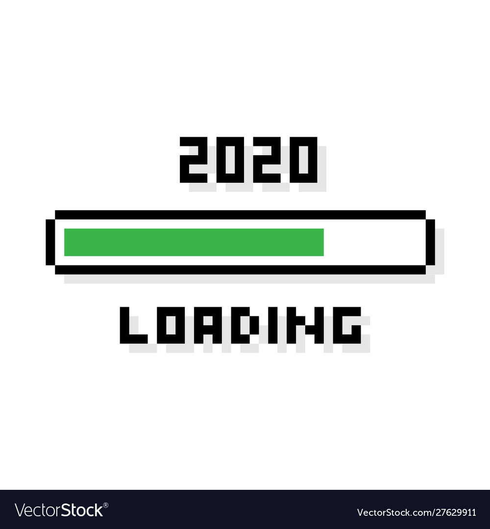Pixel art 8-bit 2020 year loading