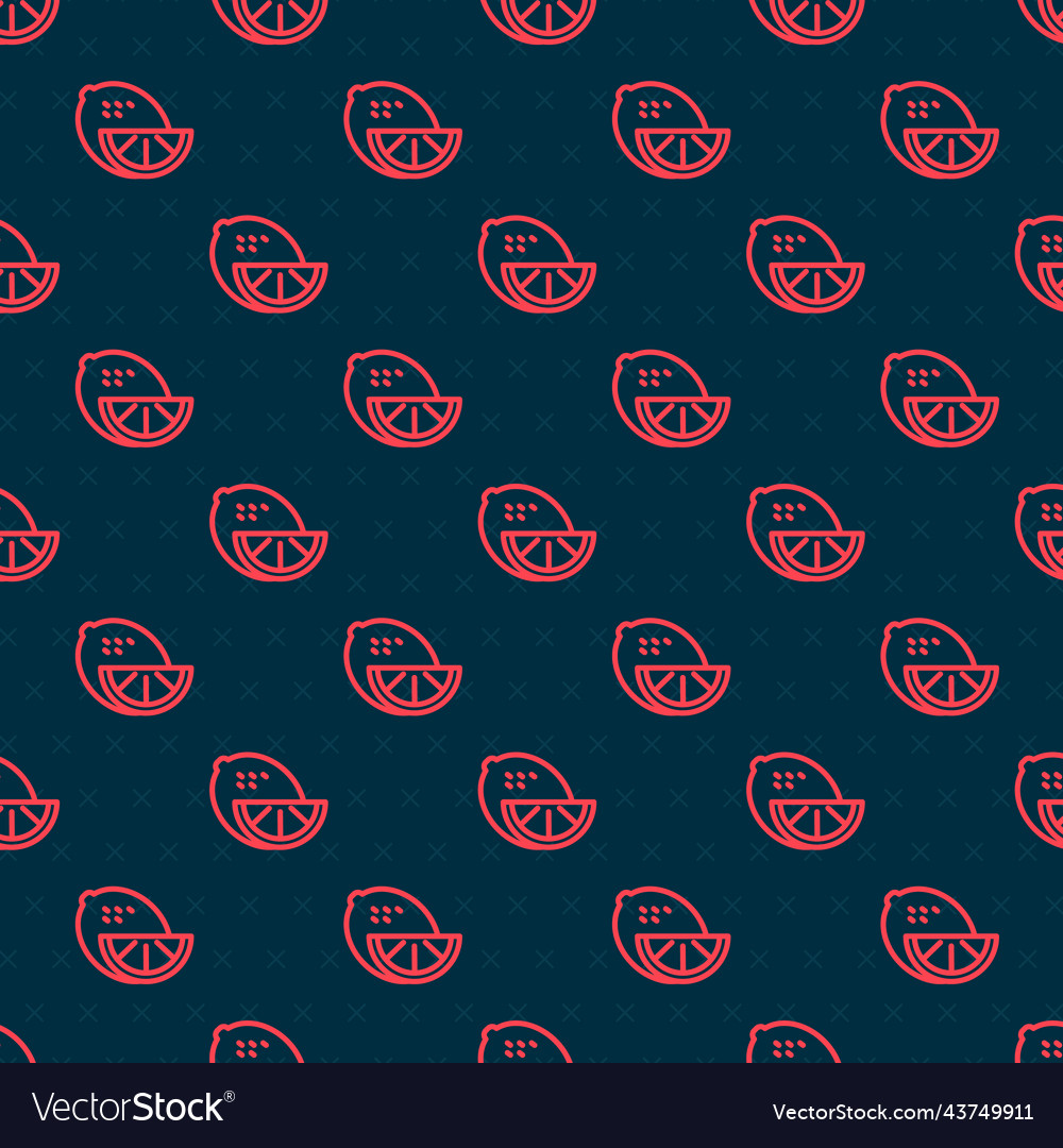 Red line lemon icon isolated seamless pattern