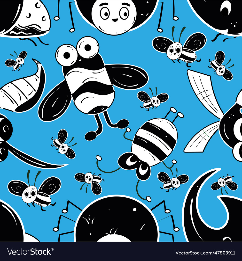 Seamless pattern background with insect sketch