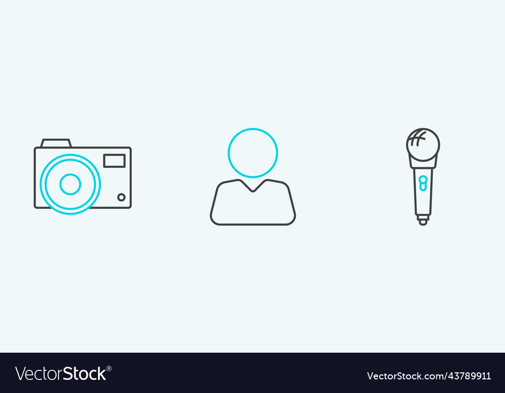 Set line microphone photo camera and add friend