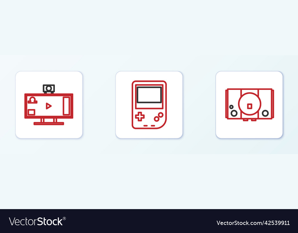 Set line video game console live streaming online vector image Set line video game console live streaming online
