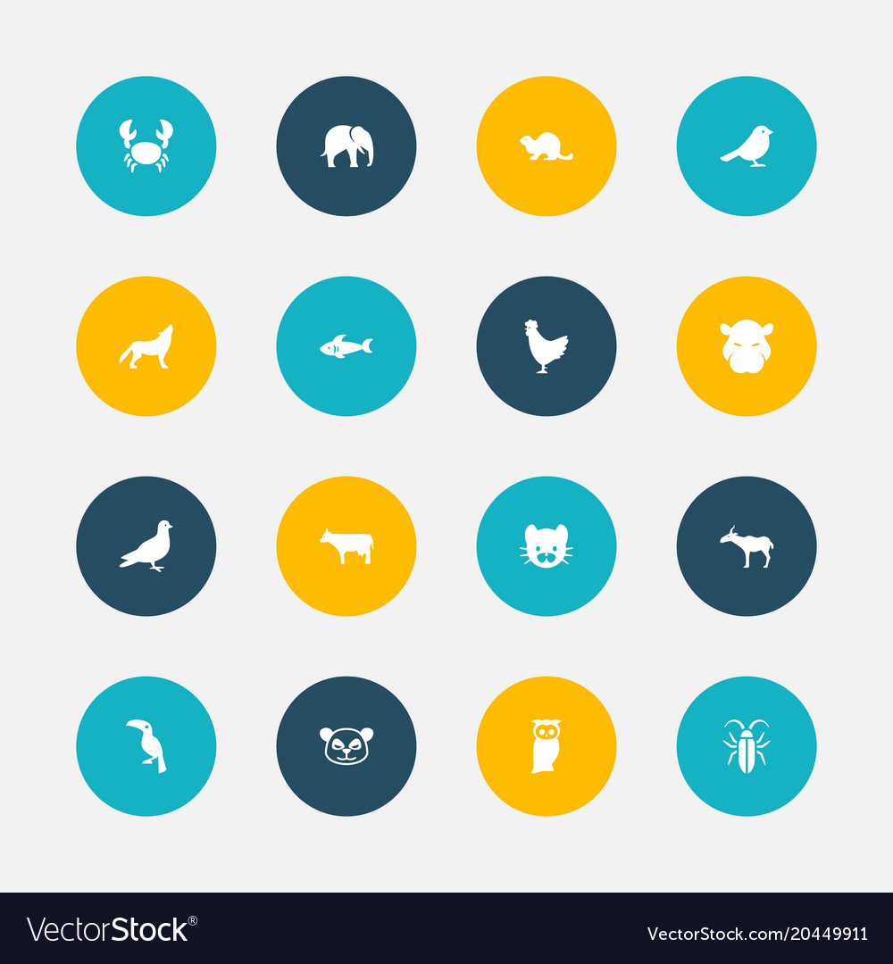 Set of 16 editable zoo icons includes symbols