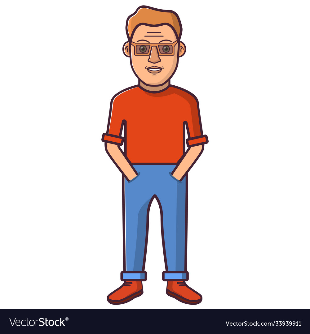 Young happy man in a t-shirt and in trousers Vector Image