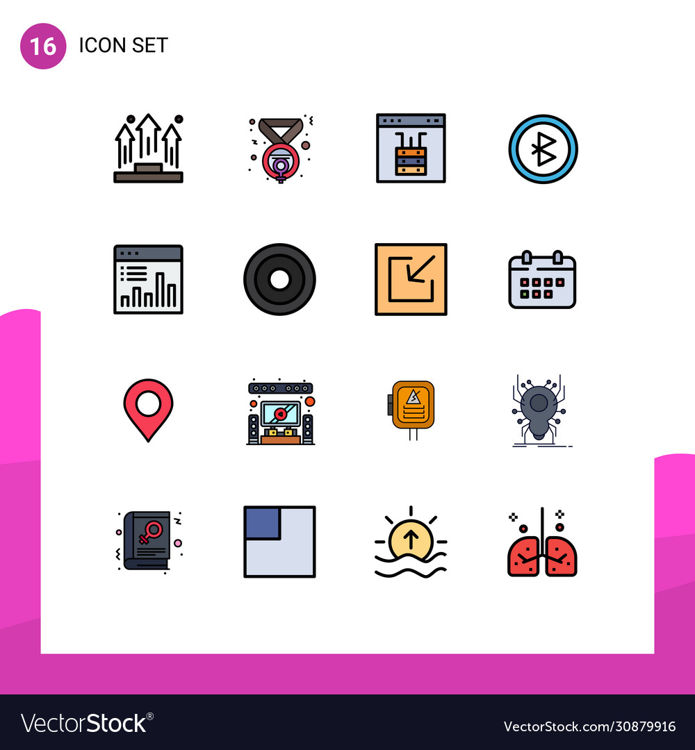 16 user interface flat color filled line pack