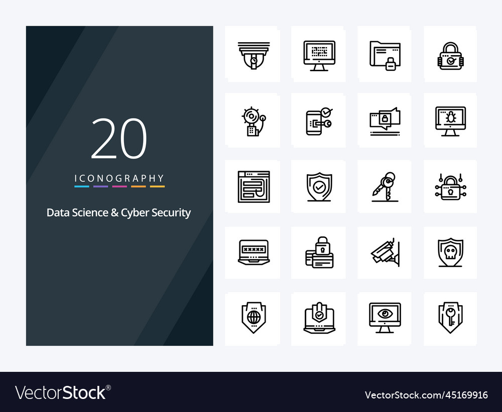 20 data science and cyber security outline icon