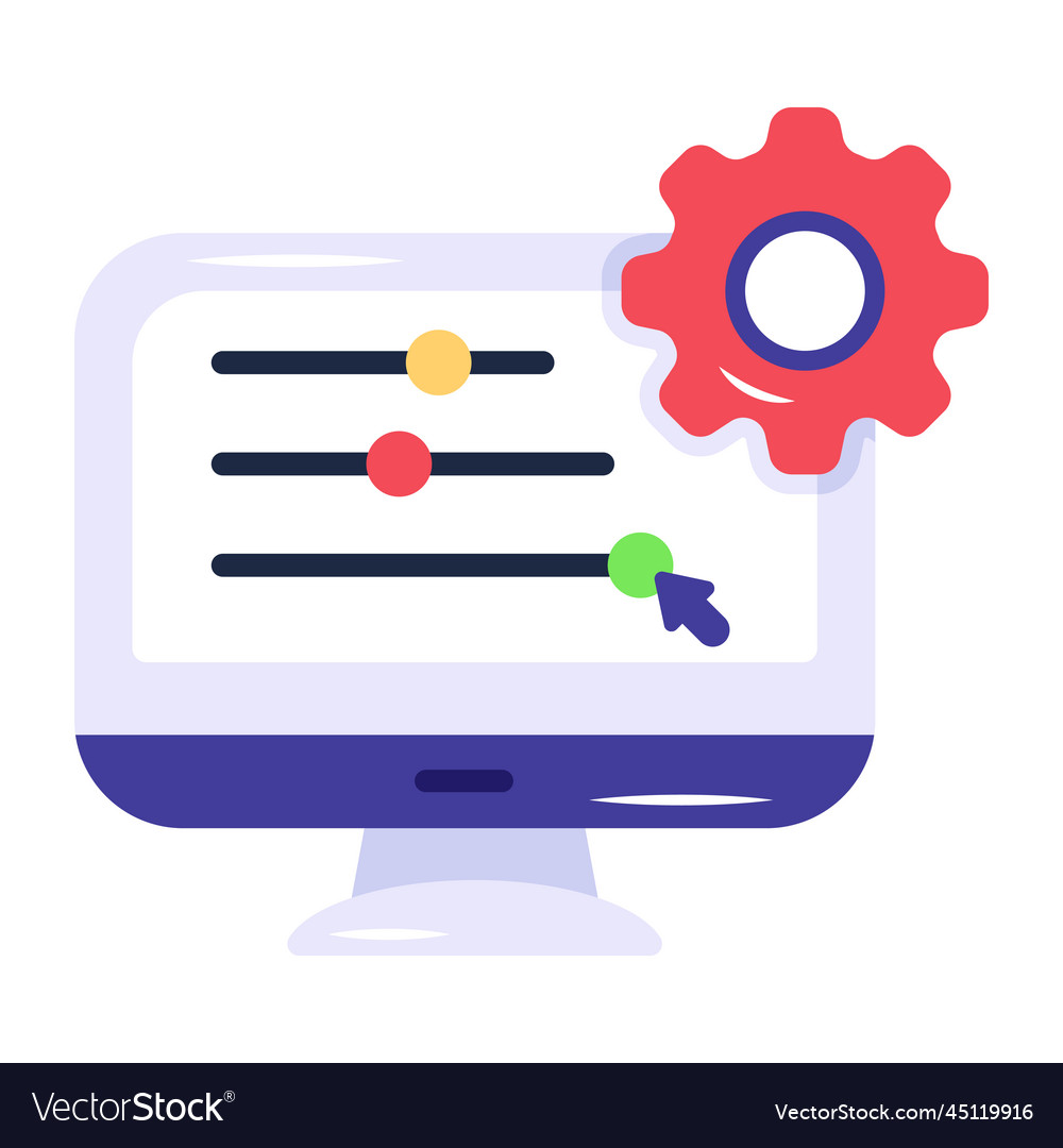A handy flat icon of display setting