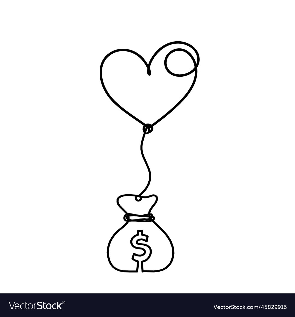 Abstract heart with dollar as continuous line Vector Image Abstract heart with dollar as continuous line