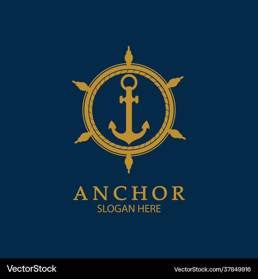Anchor logo design symbol maritime icon Royalty Free Vector