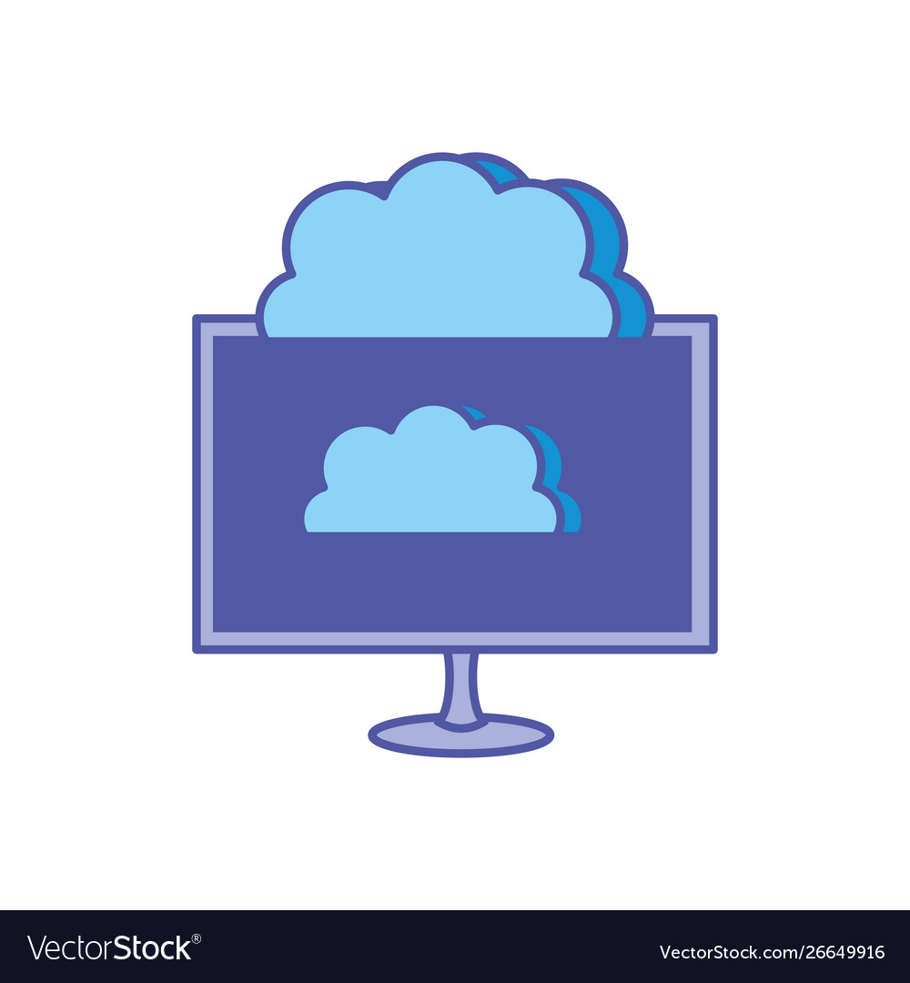 Computermonitor mit Cloud Computing vector image Computermonitor mit Cloud Computing
