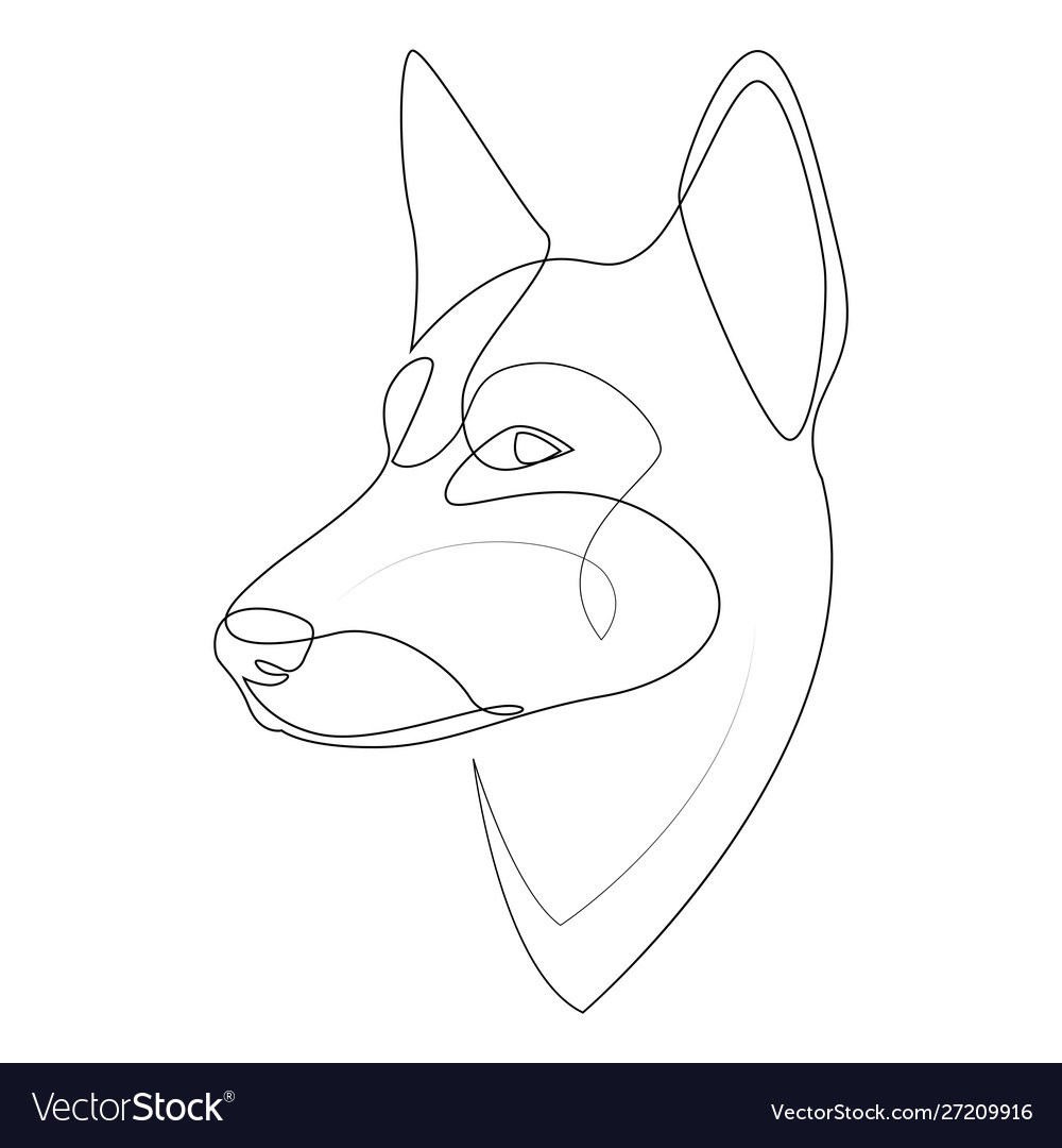 Continuous Line German Shepherd Single Royalty Free Vector