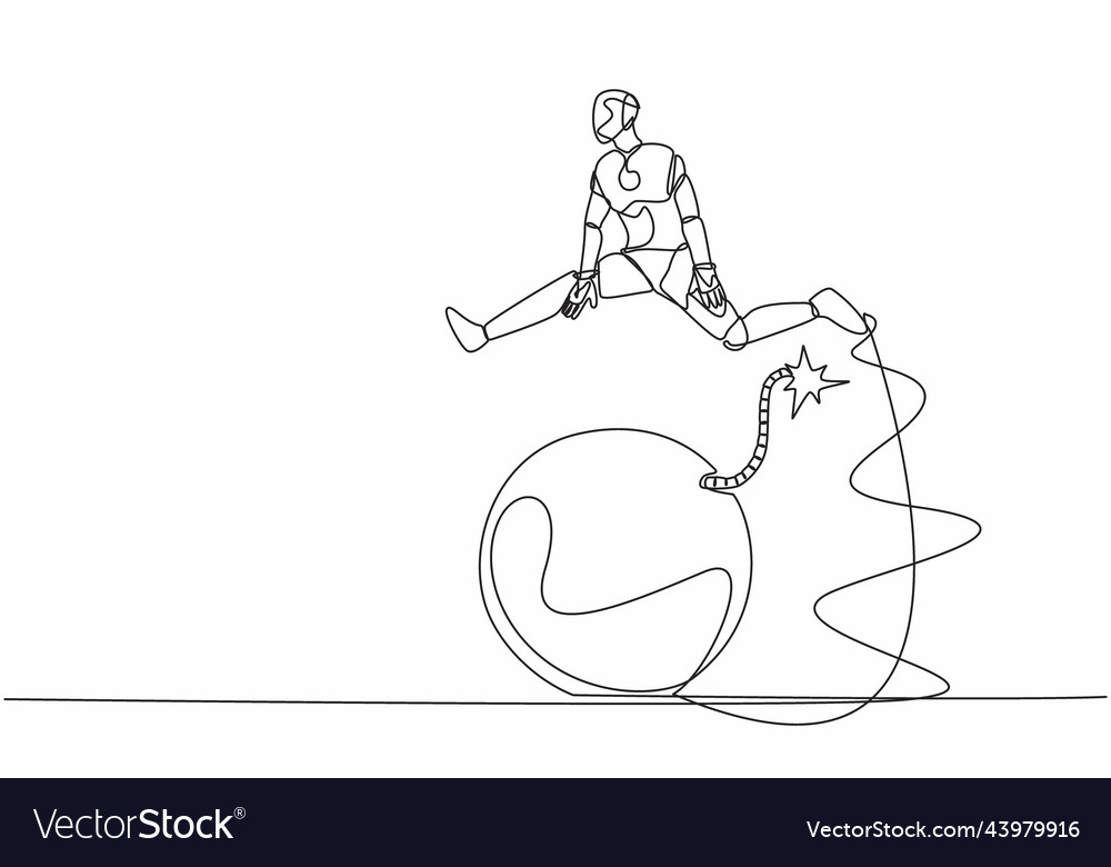 Continuous one line drawing robot jumping over