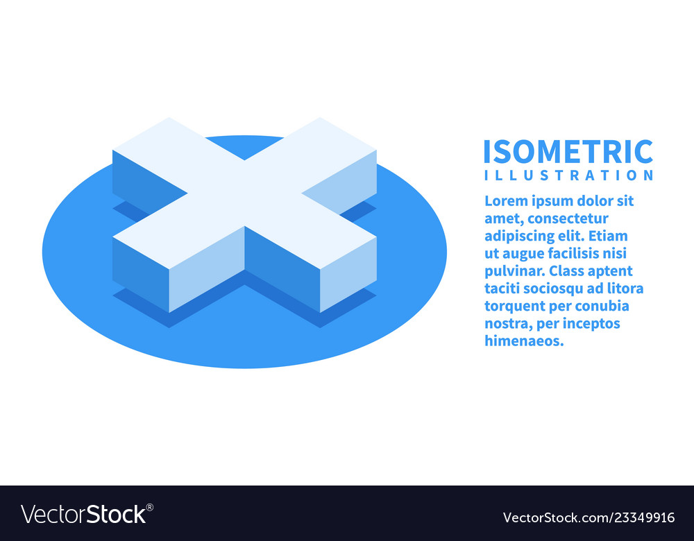 Cross icon isometric template for web design vector image Cross icon isometric template for web design