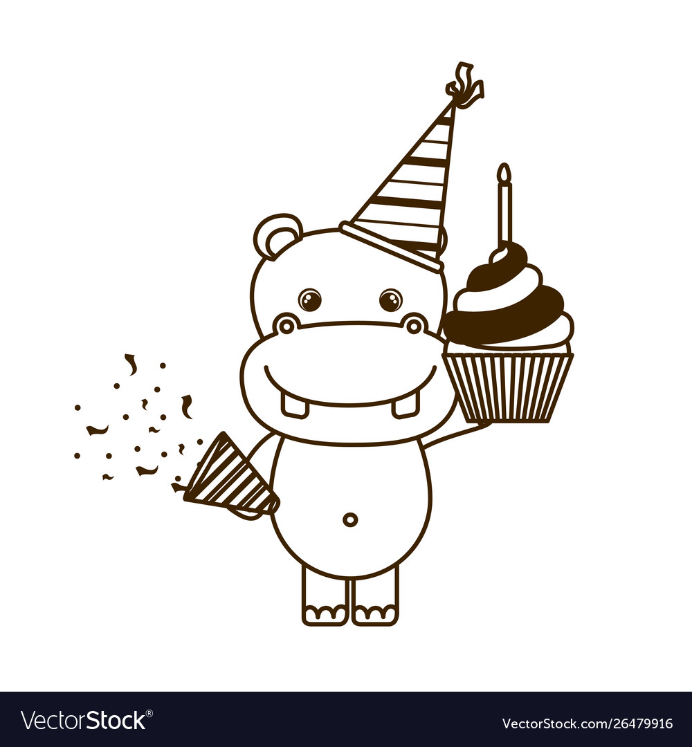 Cute Hippo with Party Hat