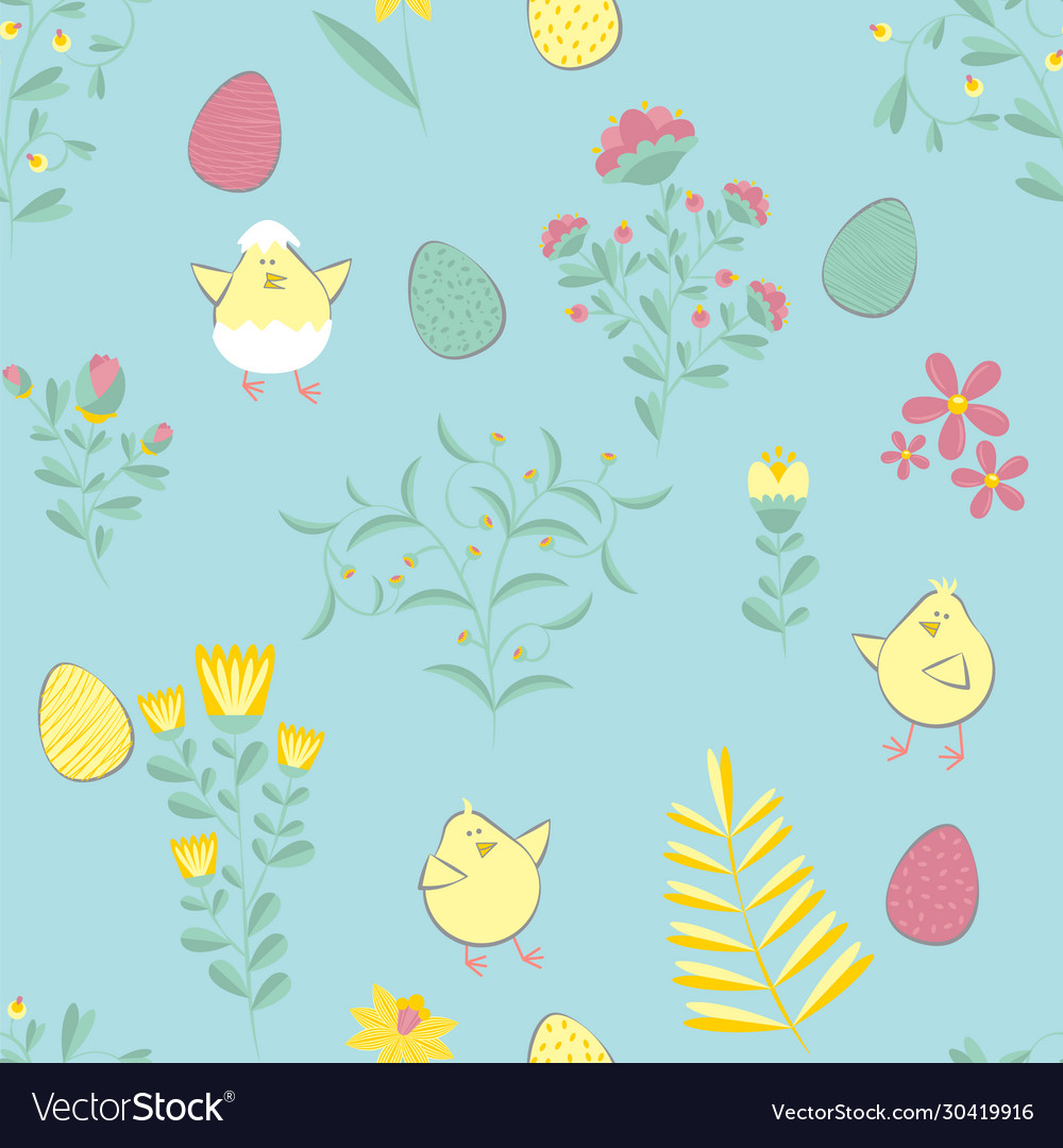 Easter pattern seamless texture with eggs chickens Vector Image Easter pattern seamless texture with eggs chickens