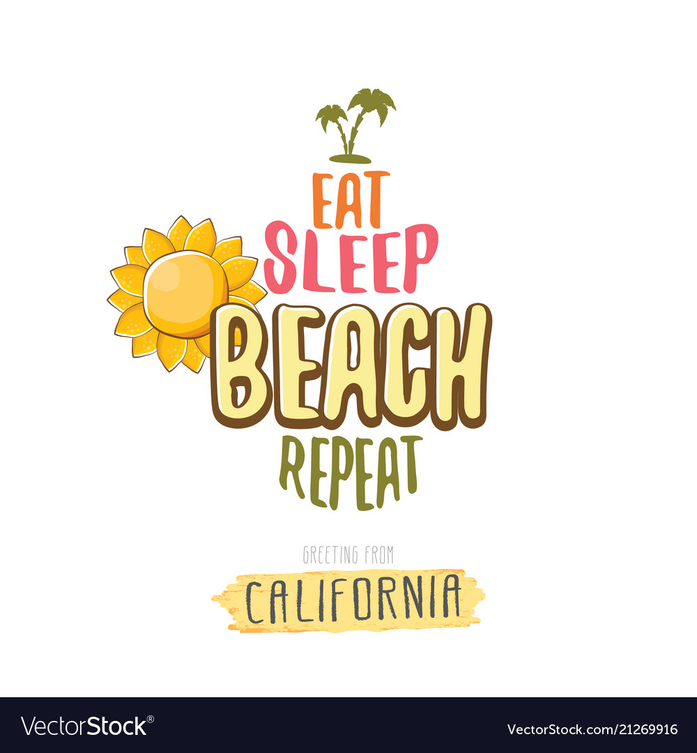 Eat sleep beach repeat cartoon concept