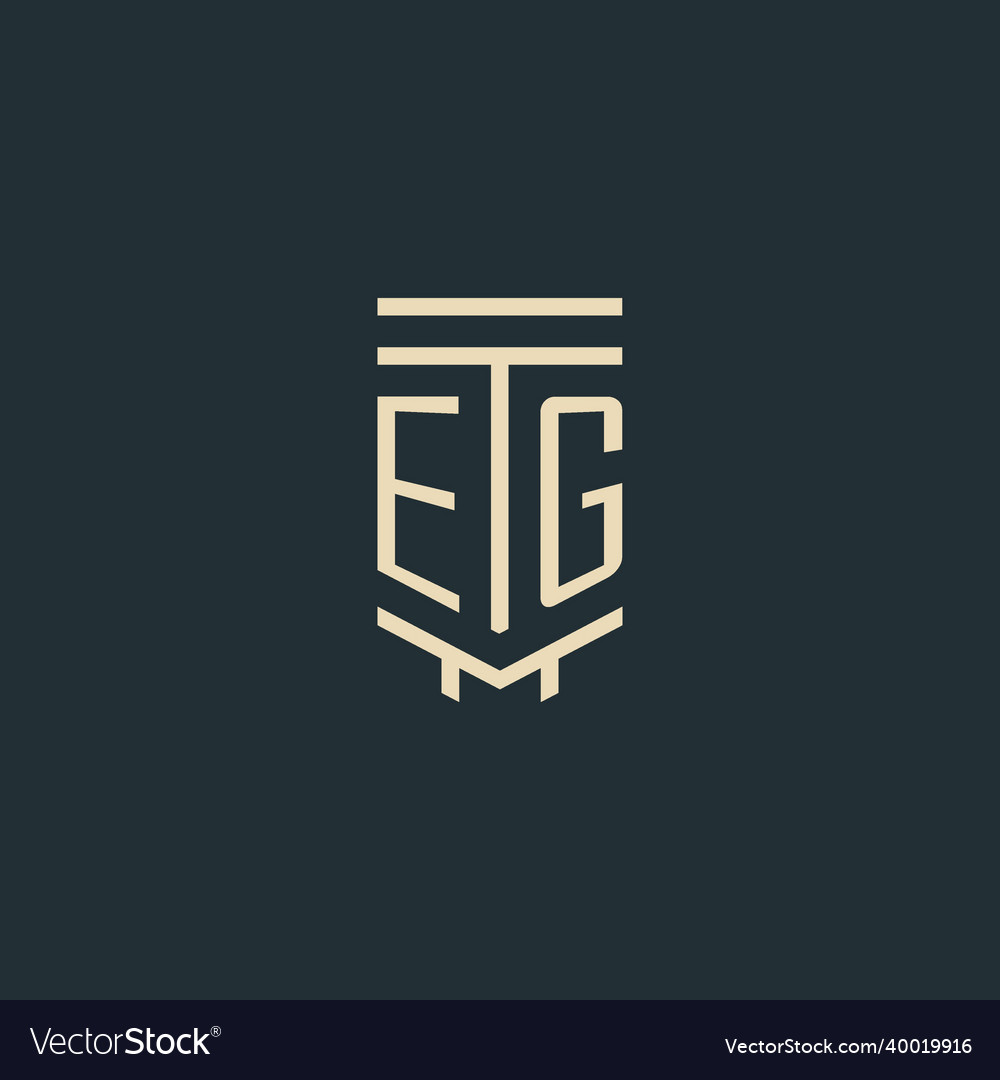 Eg initial monogram with simple line art pillar Vector Image Eg initial monogram with simple line art pillar