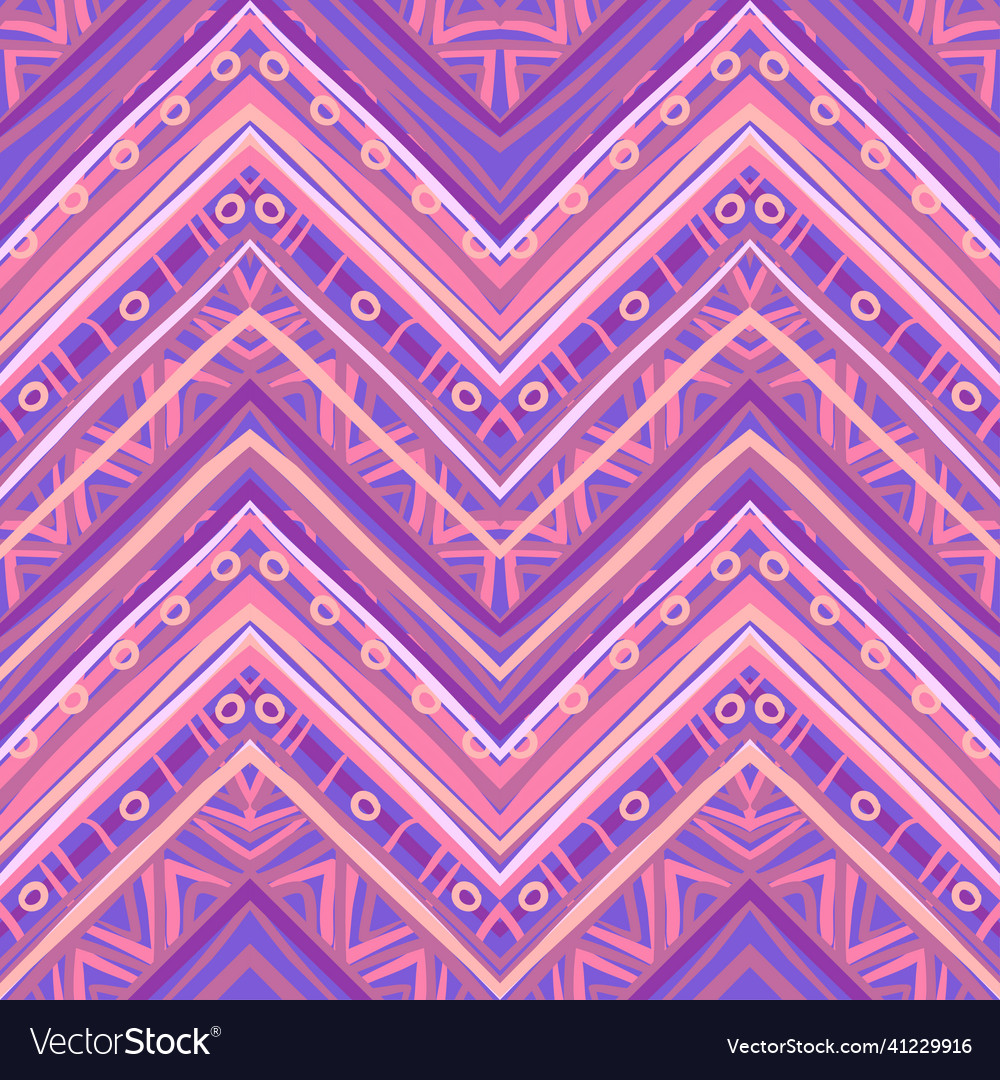 Ethnic zigzag pattern in retro colors seamless vector image Ethnic zigzag pattern in retro colors seamless
