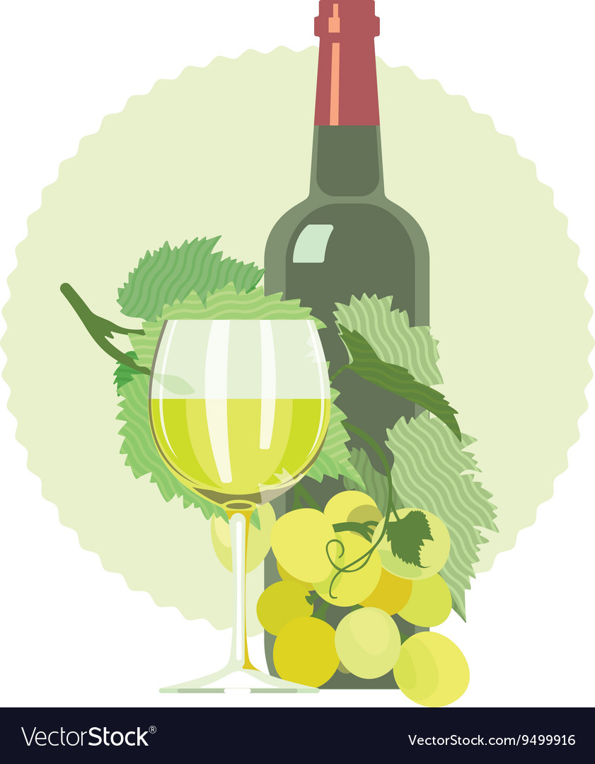 Glass of red wine bottle grapes Royalty Free Vector Image