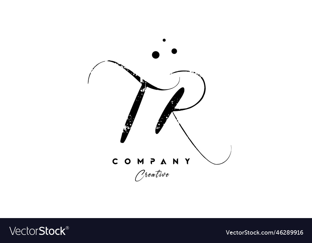 Handwritten vintage tr alphabet letter logo icon