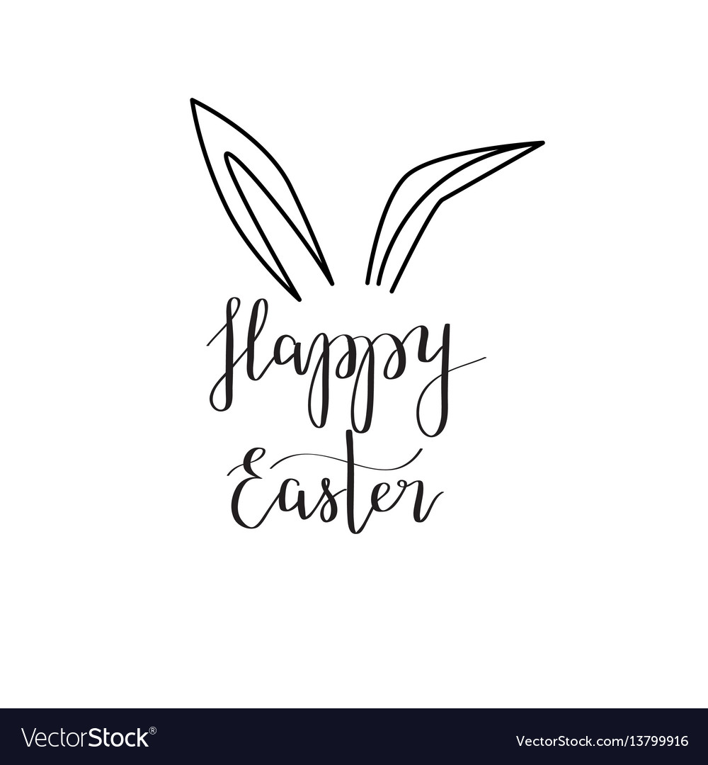 Happy easter rabbit ear calligraphy Royalty Free Vector