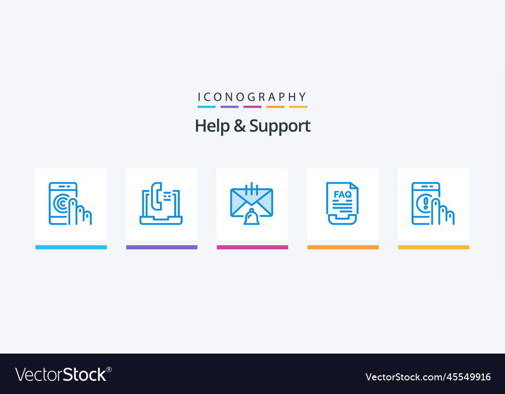 Help and support blue 5 icon pack including