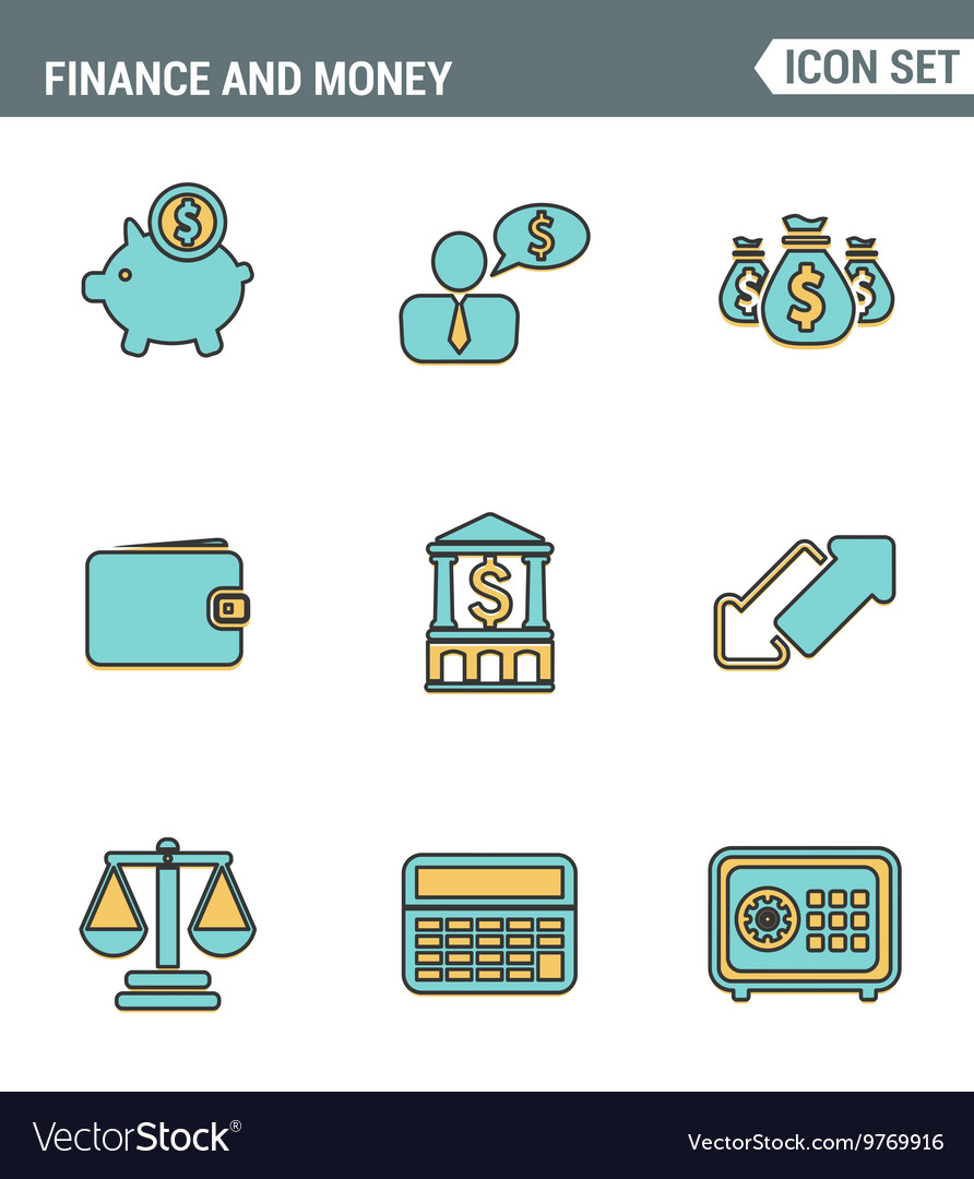 Icons line set premium quality finance objects Vector Image