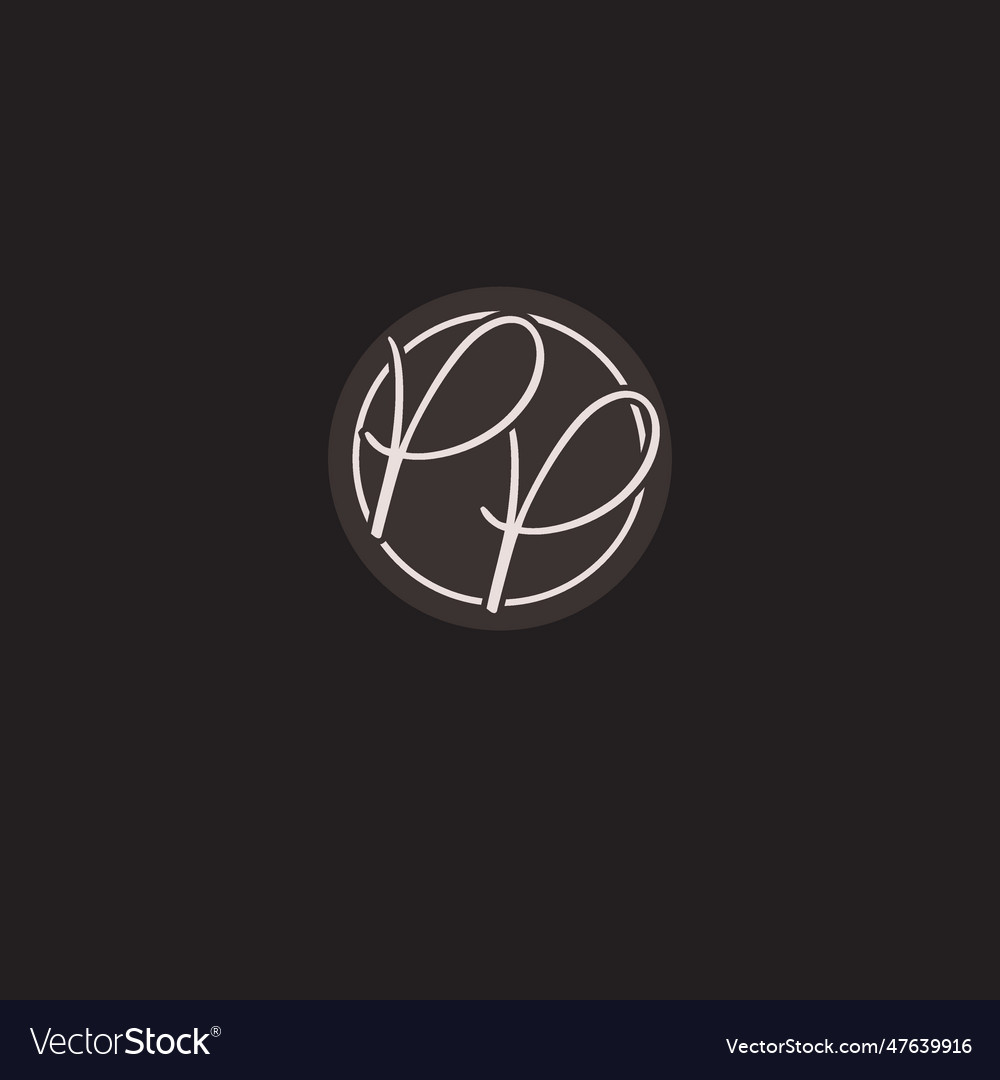 Initials pp logo monogram with simple circle line