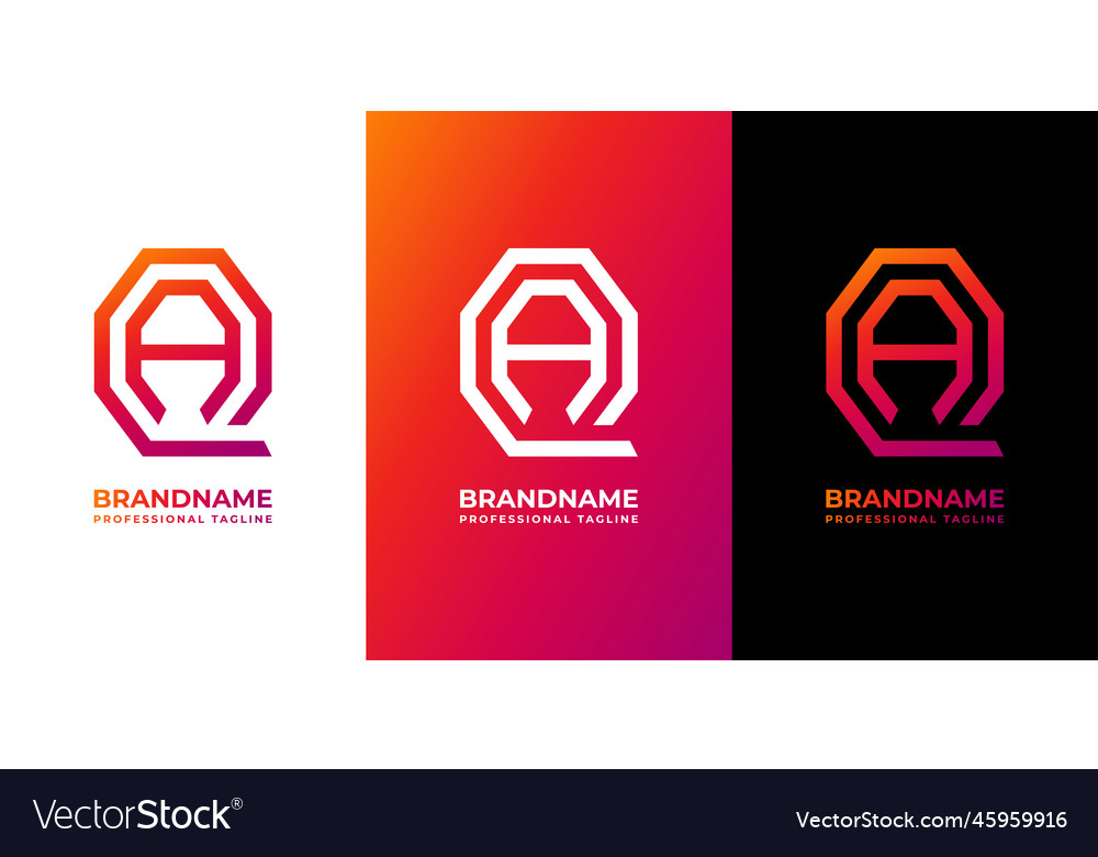 Letter qa monogram octagon logo vector image Letter qa monogram octagon logo