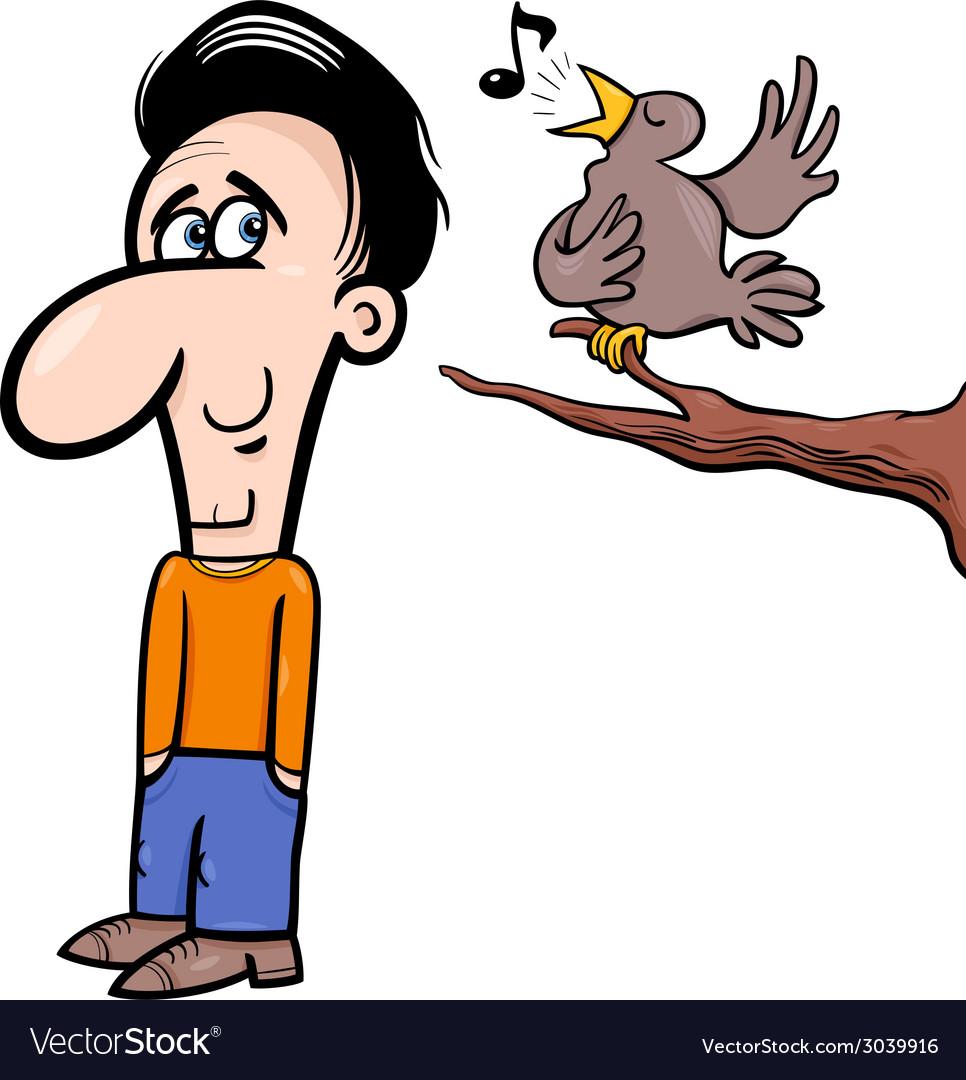 Man and bird cartoon Royalty Free Vector Image