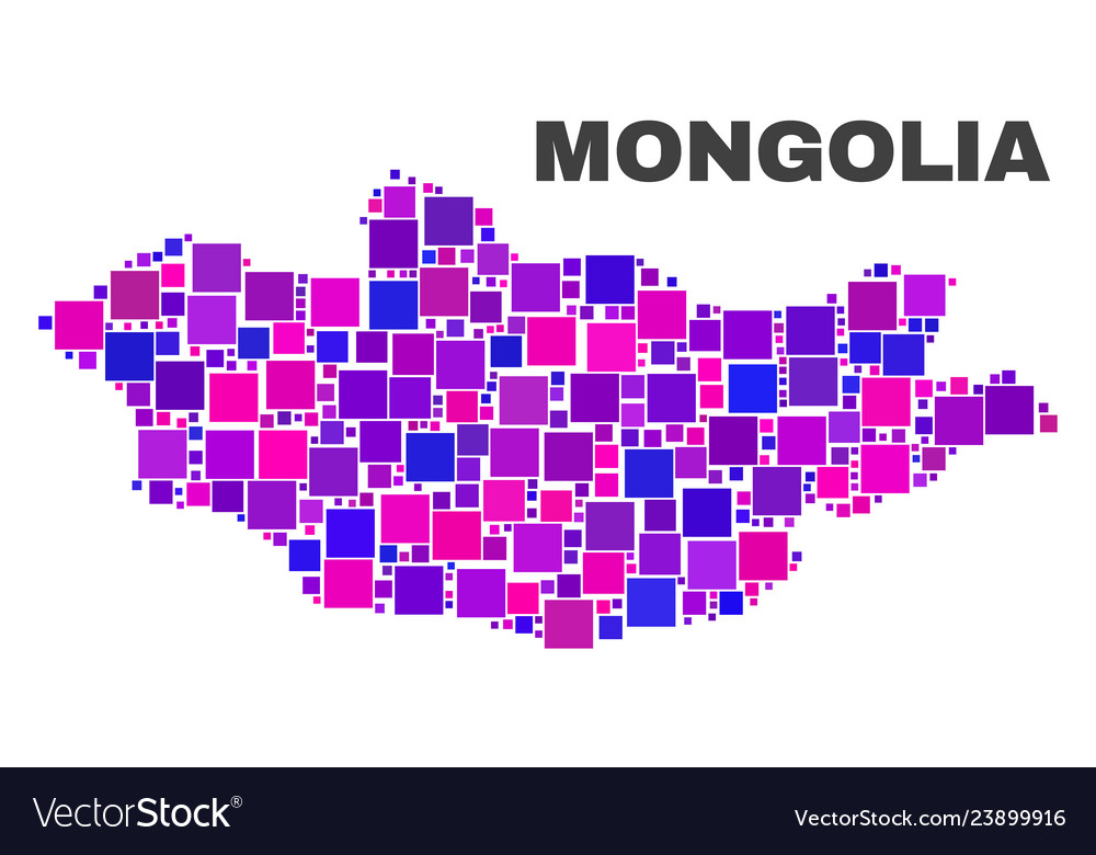 Mosaic mongolia map of square elements Vector Image Mosaic mongolia map of square elements