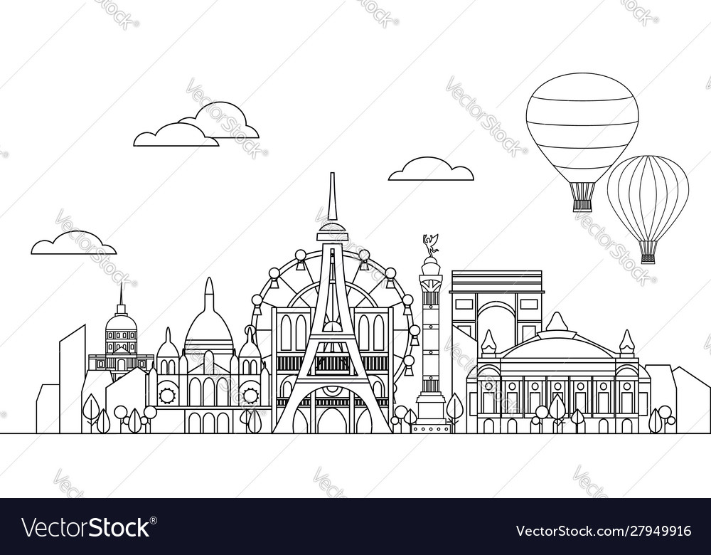 Paris skyline line art 10