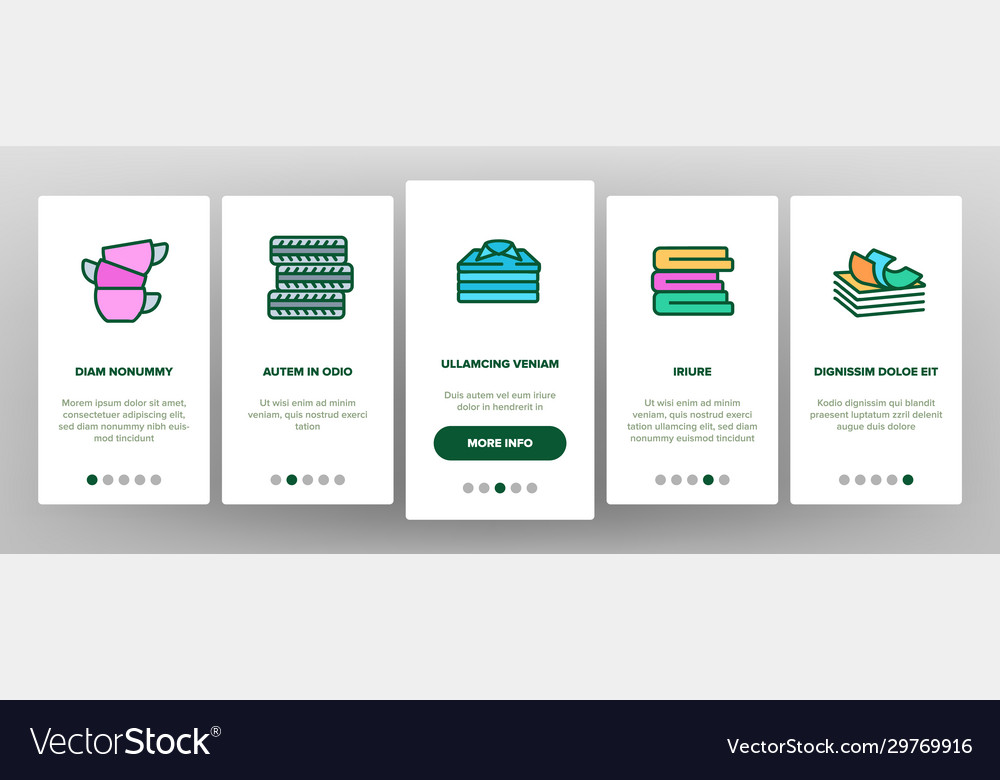 Pile objects things onboarding icons set