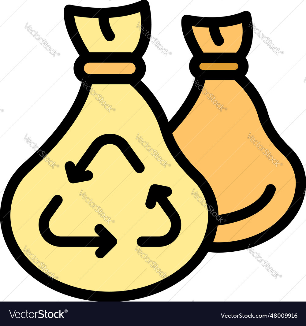 Recycle trash bag icon flat Royalty Free Vector Image