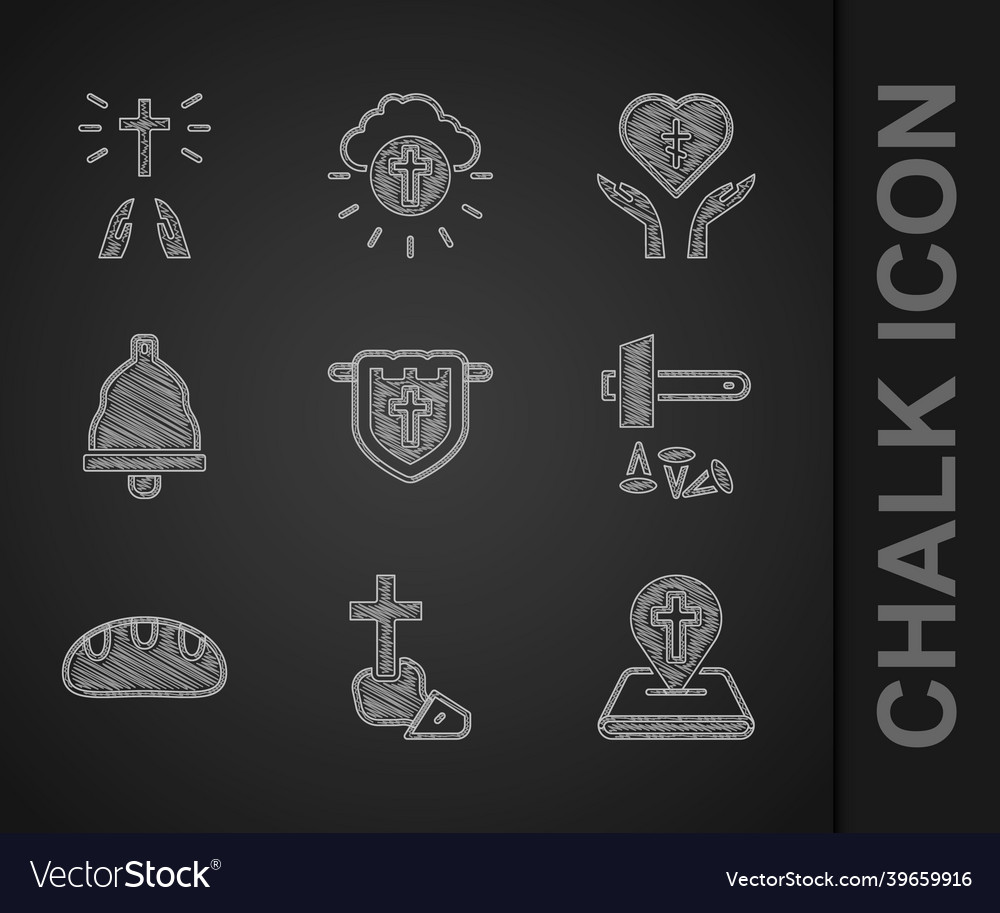 Set flag with christian cross location vector image Set flag with christian cross location