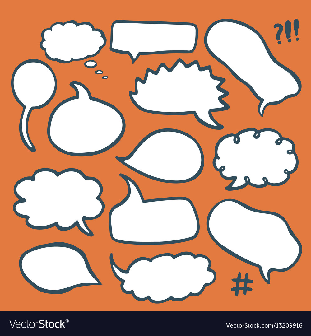 Set of sketched speech bubbles