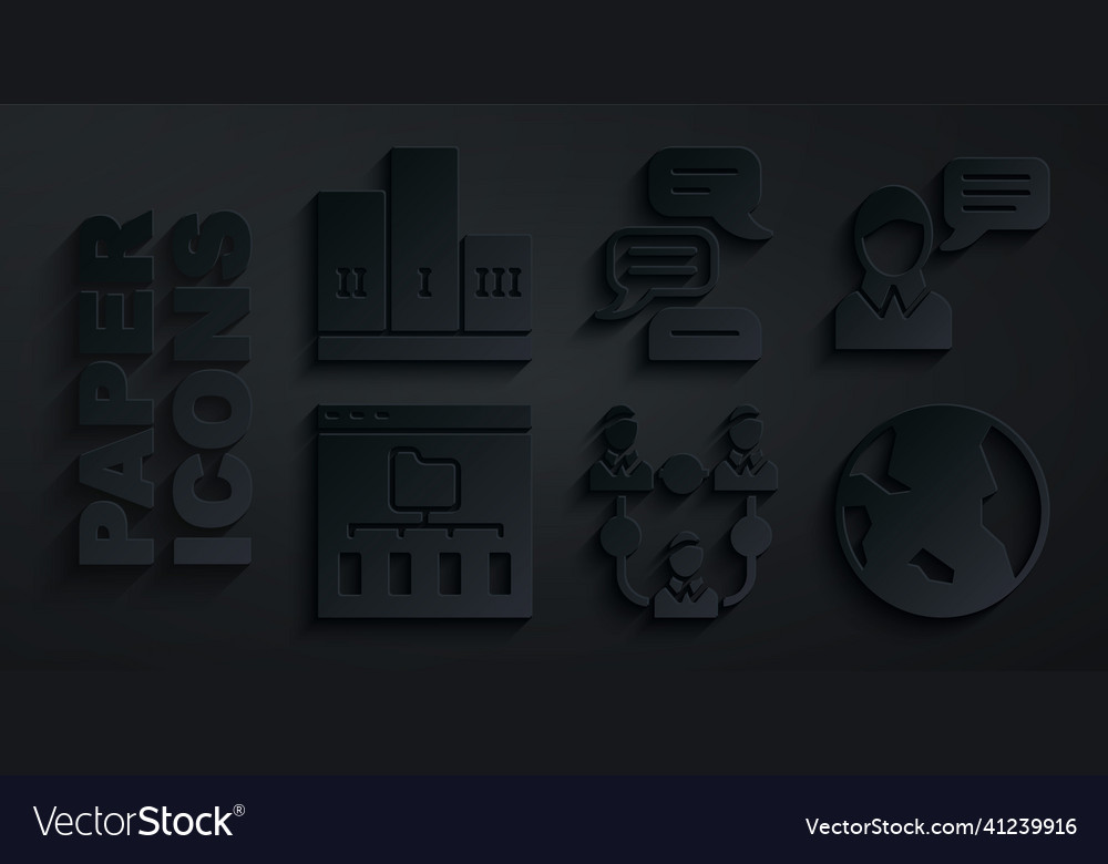 Set project team base speech bubble chat browser vector image Set project team base speech bubble chat browser